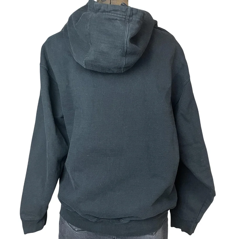 Mens (M) Black Hoodie LCAHL Amateur Hockey Pennant Orange Fabric Letters Cotton